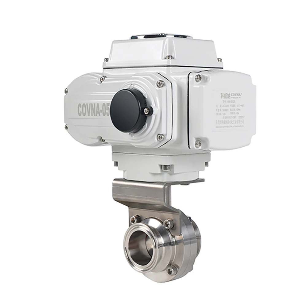 COVNA 1/2/3/4inch Tri clamp Electric Sanitary Stainless Steel SS Flange Butterfly Valve
