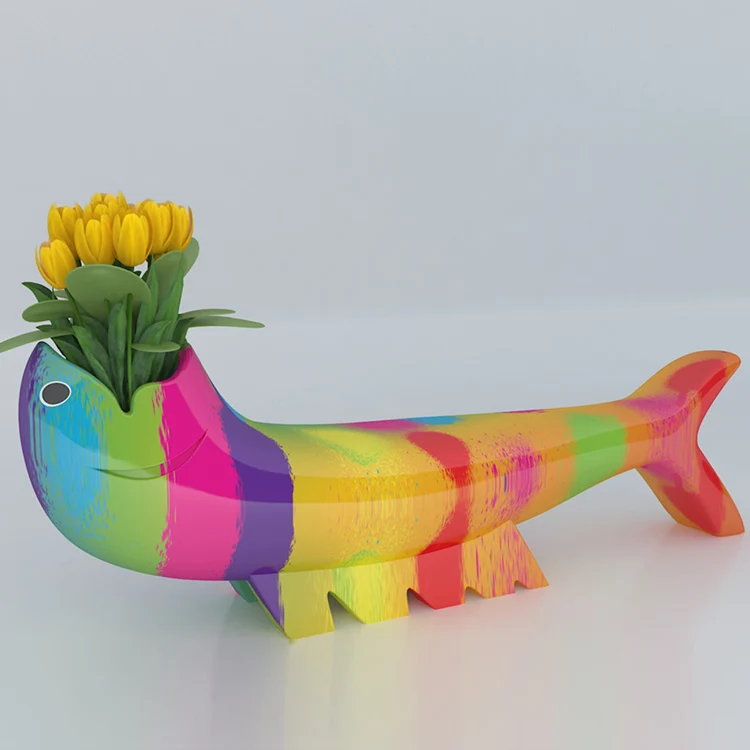 P428 Fiberglass fish flower pot chair Welcome Custom made Modern furniture outdoor tattoo artist chair