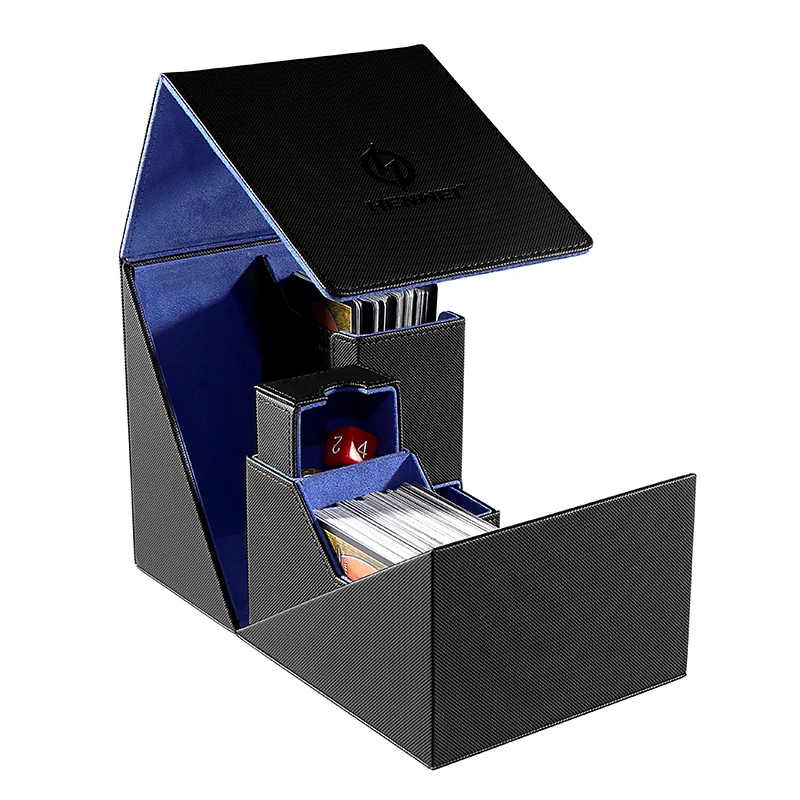 Custom Small Deck Box For Board Game Card Cover Flap PU Leather Two Decks MTG Card Box Card Desktop Folded Storage Deck Box