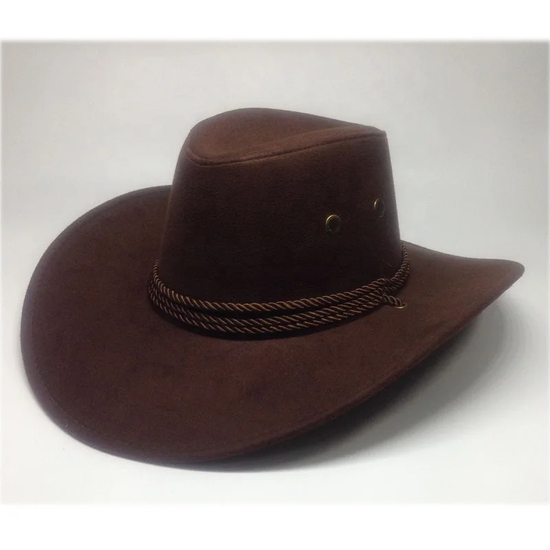 Western Style Cowboy Hat Suede Outdoor Fedora Sun Shading Hat for Men