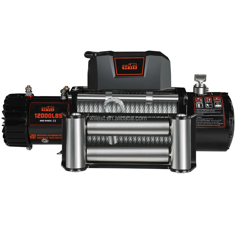 12v 24v electric capstan winch with cable HUTZ 12,000lbs 9,500lbs 4wd off road winch WIN12000F01E WIN9500F01E 4x4 electric winch