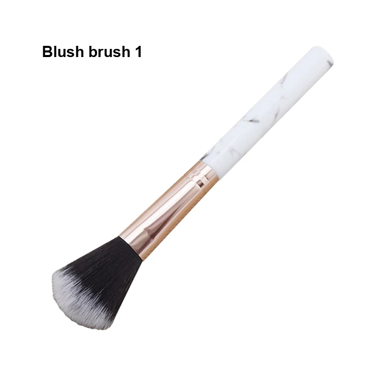 Single Nylon Hair Makeup Face Brush Angular Marble Highlight Plastic Handle Cosmetic Private Label Makeup Brush