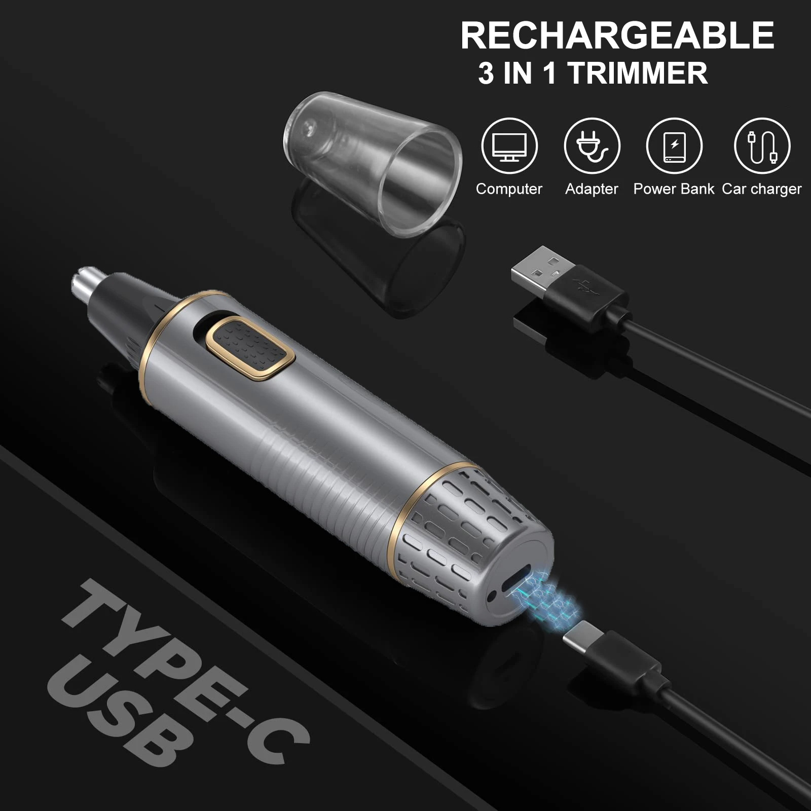 3 in 1 Hair remover Rechargeable Beard Shaver Nose Body Trimmer Professional Cordless Ear and Nose Hair Trimmer for man