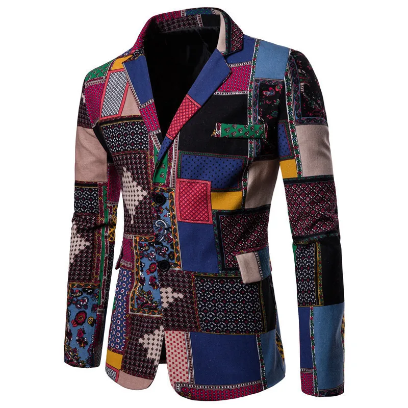 Casual Blazer 2022 Hot Sale Fashion Long Sleeve Graphic Vintage	 Jacket Buttons Blazers For Men