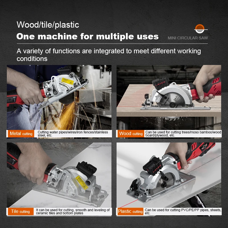 DIY 115mm 705W high-power electric circular saw  cutting wood metal plastic