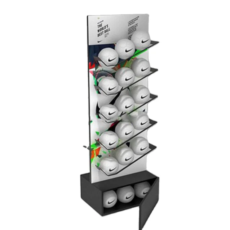Custom Made Sports Store Shop Pos Free Standing Double Side Football or Soccer Ball Product Display Shelf Stand