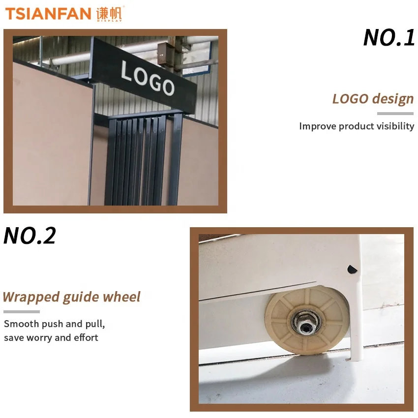 Rail-Mounted Ceramic Marble Stone Plate Showroom Display Stands Push-Pull Panel Sample Granite Metal Sliding Tiles Display Rack