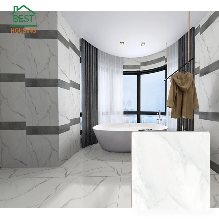 
Custom spanish high class restaurant granite look white glazed porcelain tile 