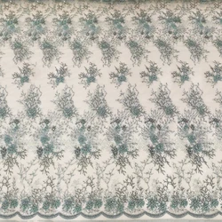 New Design High Quality Sequins Beaded Handwork Lace Fabric French Beautiful Embroidered Pink Wedding Dresses Tulle Mesh Textile