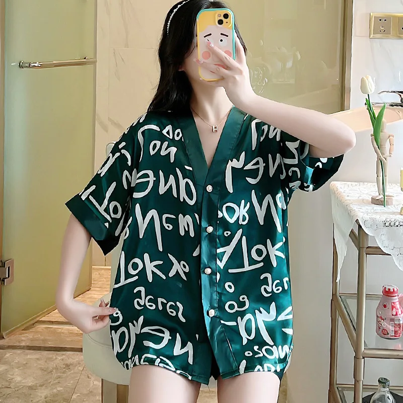 Wholesale ladies pyjama home wear shorts nightwear cartoon floral prints Pyjamas women sleepwear night suit women pajamas