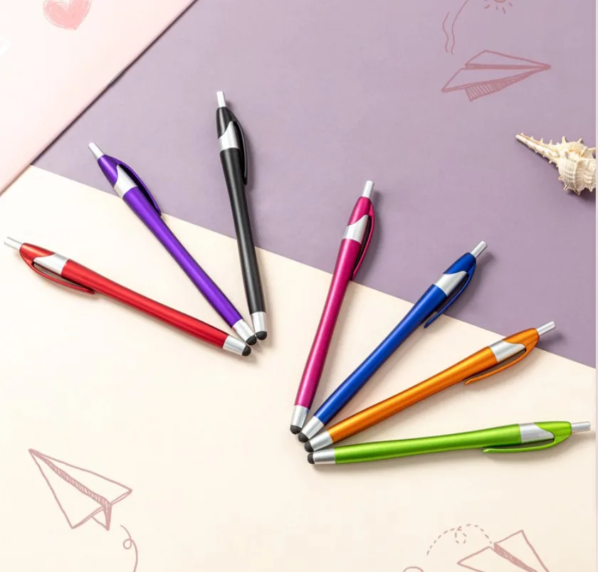 Spot Plastic Advertising Pen Wholesale Business Hotel Conference Promotion Pen Printing Logo Multi color Press Ball Pen