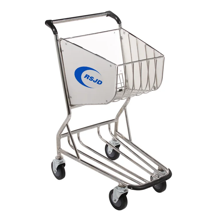 Duty Free Stainless Steel 4 Wheels Airport Shopping Trolley