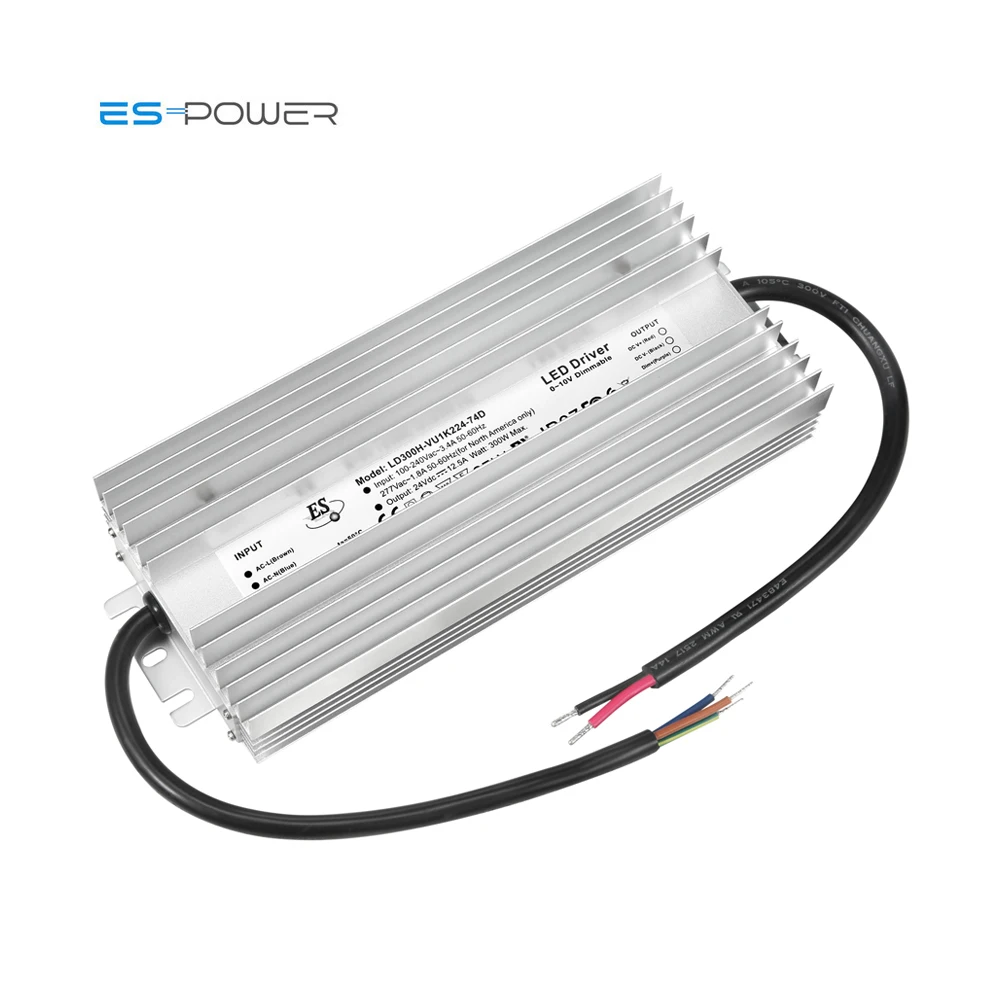 UL 90~305v Ac Input 24v 36v 48v Dc Output Approved Constant Voltage 0-10v Dimming 300w Led driver power supply