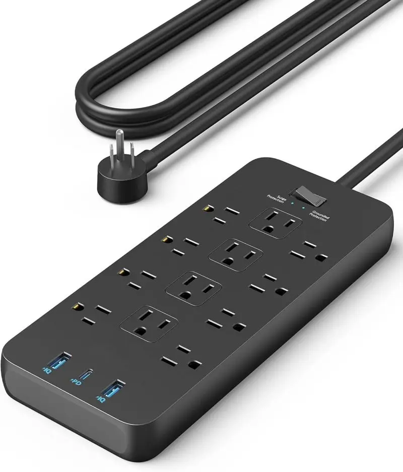 OEM защита от перенапряжения удлинитель 2100J 12 розеток С 1 USB-портом 2 USB-порта 5 футов плоский штекер 20 Вт USB-зарядка