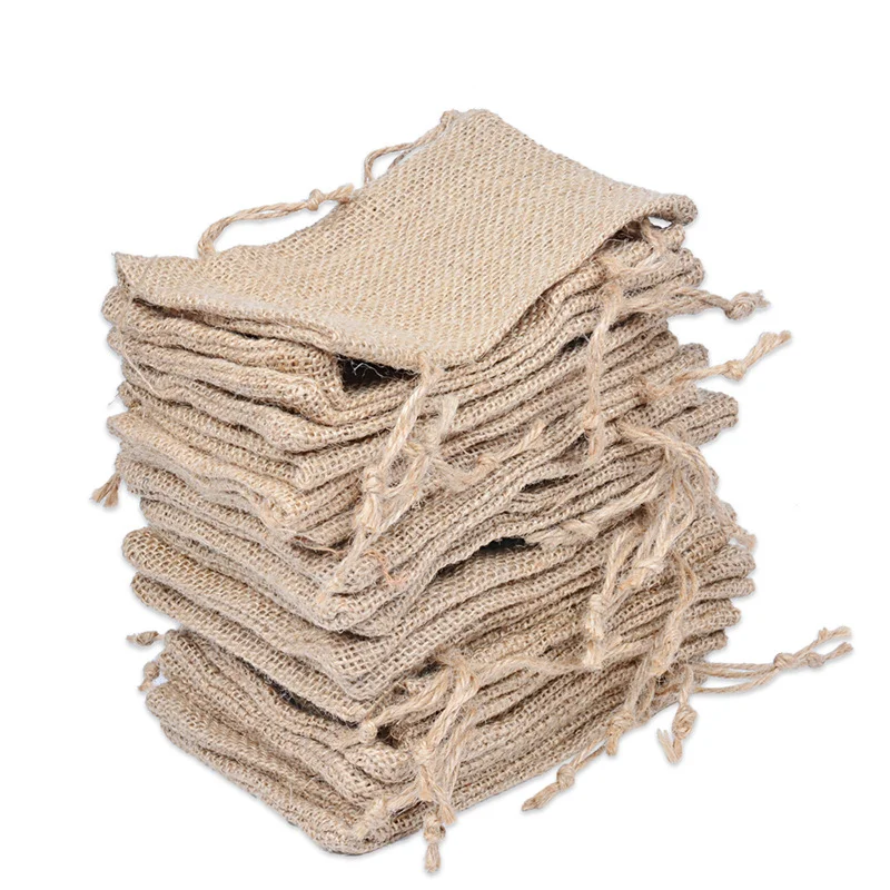 
Factory Price Natural Reusable Custom Logo Printed Drawstring Jute Bag 