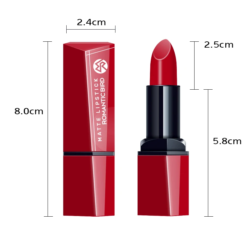 Romantic Bird Unique Geometry Container Velvet waterproof Woman Cosmetics Lipstick Sexy matte Vegan OEM ODM non-sticker lipstick