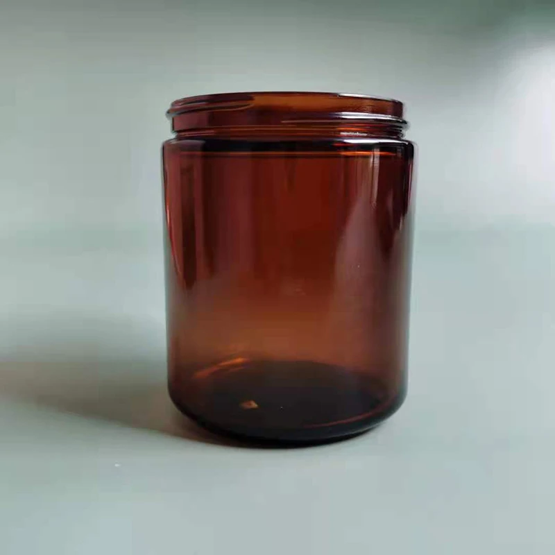 Оптовая Прямая сторона 9 унций Янтарная стеклянная банка для свечи