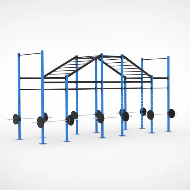 HALA-RGE3-24 Free Standing Cross Training Fit Rig With Flying Pull Up Bars And Monkey Bars Power Rack