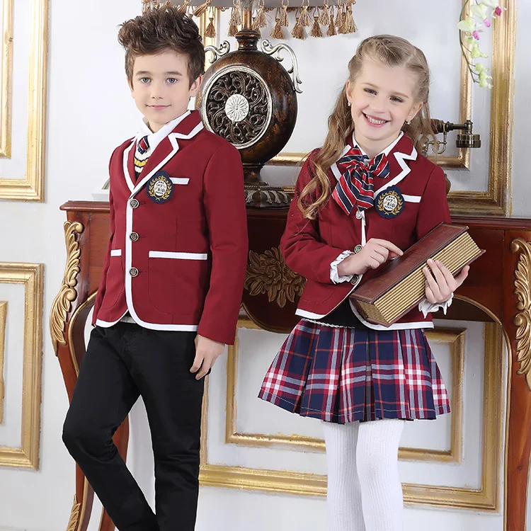 China Wholesale Manufacturer Kids Blazer School Uniform International High Primary Child School Uniform Costume 3-Piece