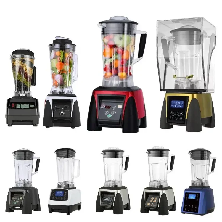 Big Heavy Duty Silent Commercial Fruit Grinder Blender Machine With Sound Proof Reducer Cover Insulation Digital Timer Enclosure