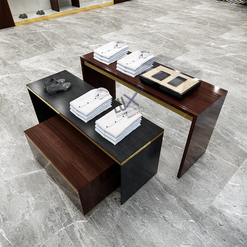 LUX Customized Factory Custom Retail Menswear Cabinet For Shop Visual Merchandising Clothes Display Showcase Shop Design