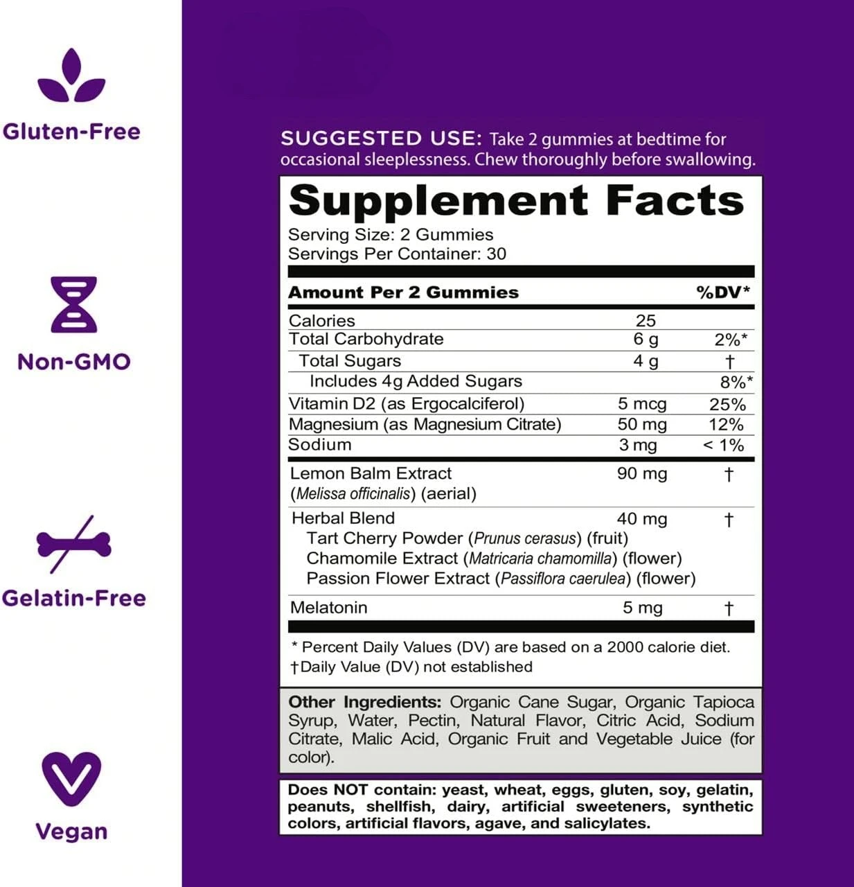 Dreamy Sleep Gummy Melatonin Vitamin D Magnesium Lemon Balm Extract GUMMY
