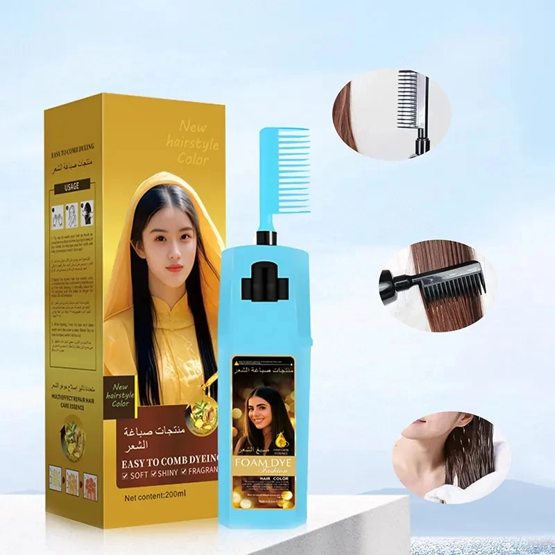 Factory Wholesale Private Label Comb Hair Dye Color 3 in 1 Instant Natural Permanent Hair Color Dye Shampoo