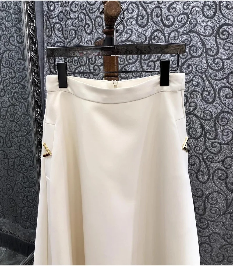 Top Quality New 2024 Autumn Winter Long Skirt Women Pocket Patchwork High Waist Long Beige Red Maxi Gown Skirt Party Club Wear