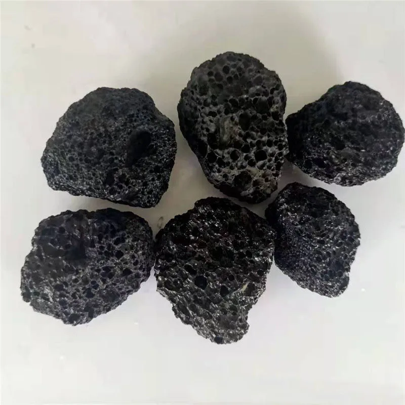 Black volcanic stone lava rock for garden decoration
