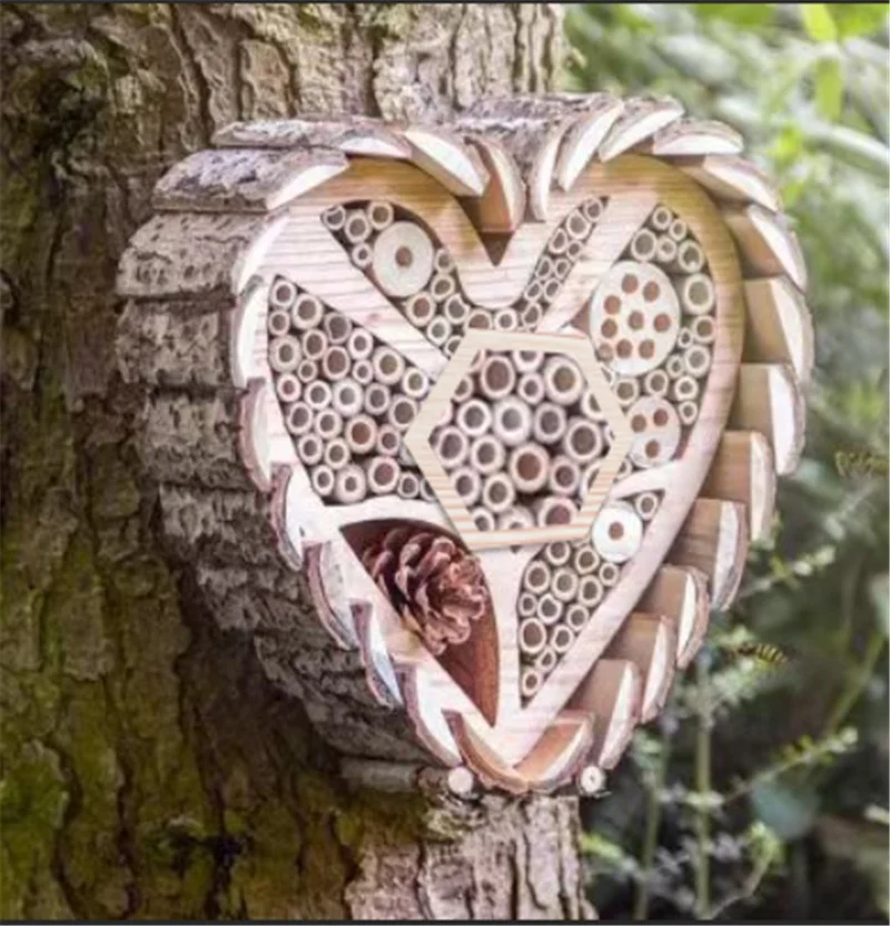 Lamb Factory Custom Eco Friendly Bee hive House Courtyard Wooden Insect Nest Box FSC bee Hotel