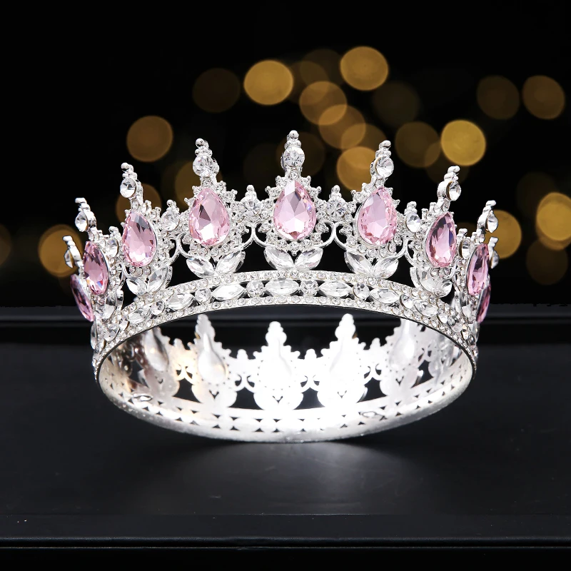 colourful baroque rhinestone queen golden luxury princess party birthday wedding jewelry bridal crystal metal tiara crown