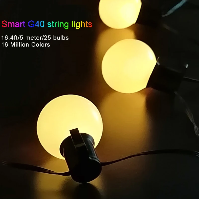 Уличная гирлянда G40 RGBW с лампочками Smart Globe новое Рождественское