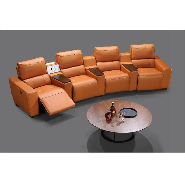  Home theatre System console and speaker with wireless charging motion power recliner cow leather materials