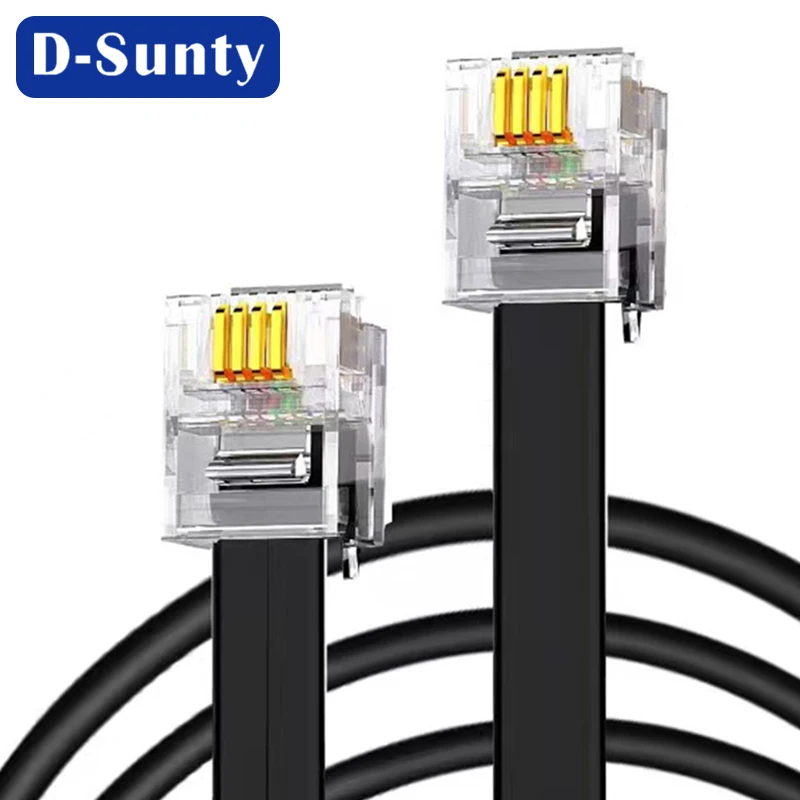 RJ11 flat telephone communication cable 26awg copper conductor 6p6c RJ12 voice signal transmission patch cord CAT3 network cable