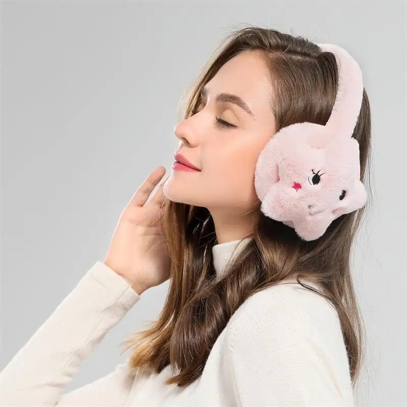 OEM Winter cartoon adult Mickey rides warm plush thick ears warm ear cover purple plush earmuff