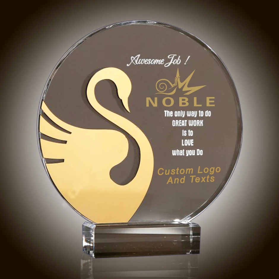 Noble Glass Crystal Animal Swan Trophy Award Custom Logo Business Gift Desk Office Home Decoration Hand Craft Souvenir