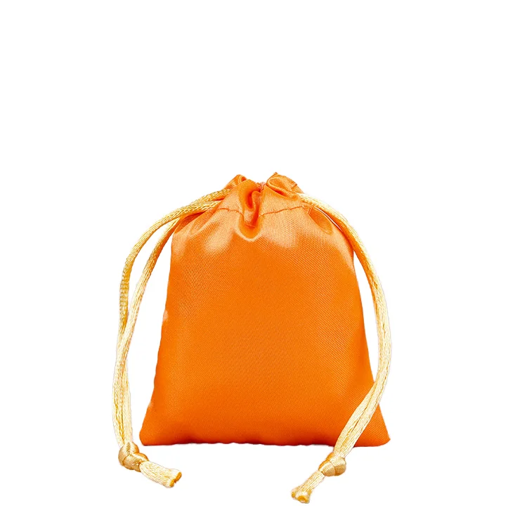 Customizable Logo Satin Striped Drawstring Smooth Silk Underwear Wig Dust Bag pocket gifts bag cosmetic bag