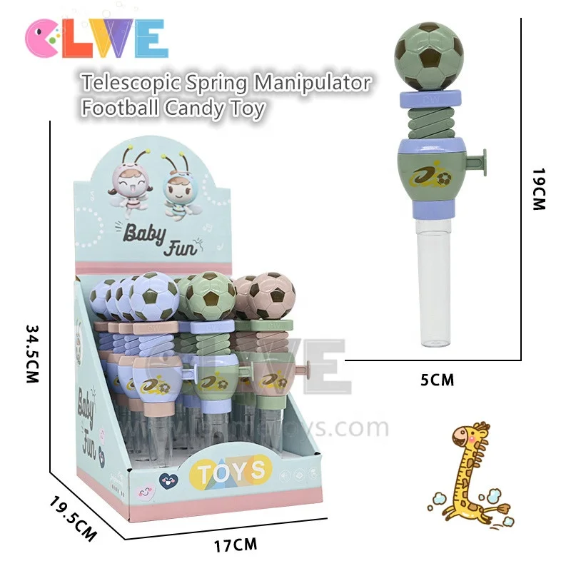 Parent kids interactive sport candy toy Telescopic Spring Manipulator soccer Toy candy novelty football sugar tube