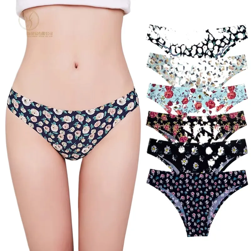 Charming One-piece Girl Mid-waist Multicolor Breathable Underwear Thong Panties for Women