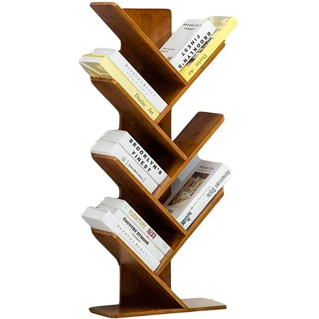 Natural Bamboo Creative Tree Shape Bookshelf modern tree shaped bookshelf design wooden bookshelf