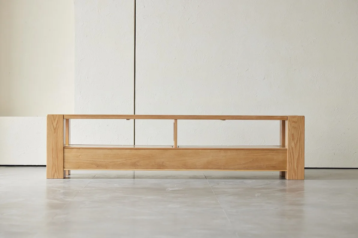 B1081 modern wooden tv rack designs simple tv cabinet solid oak wood tv stand furniture