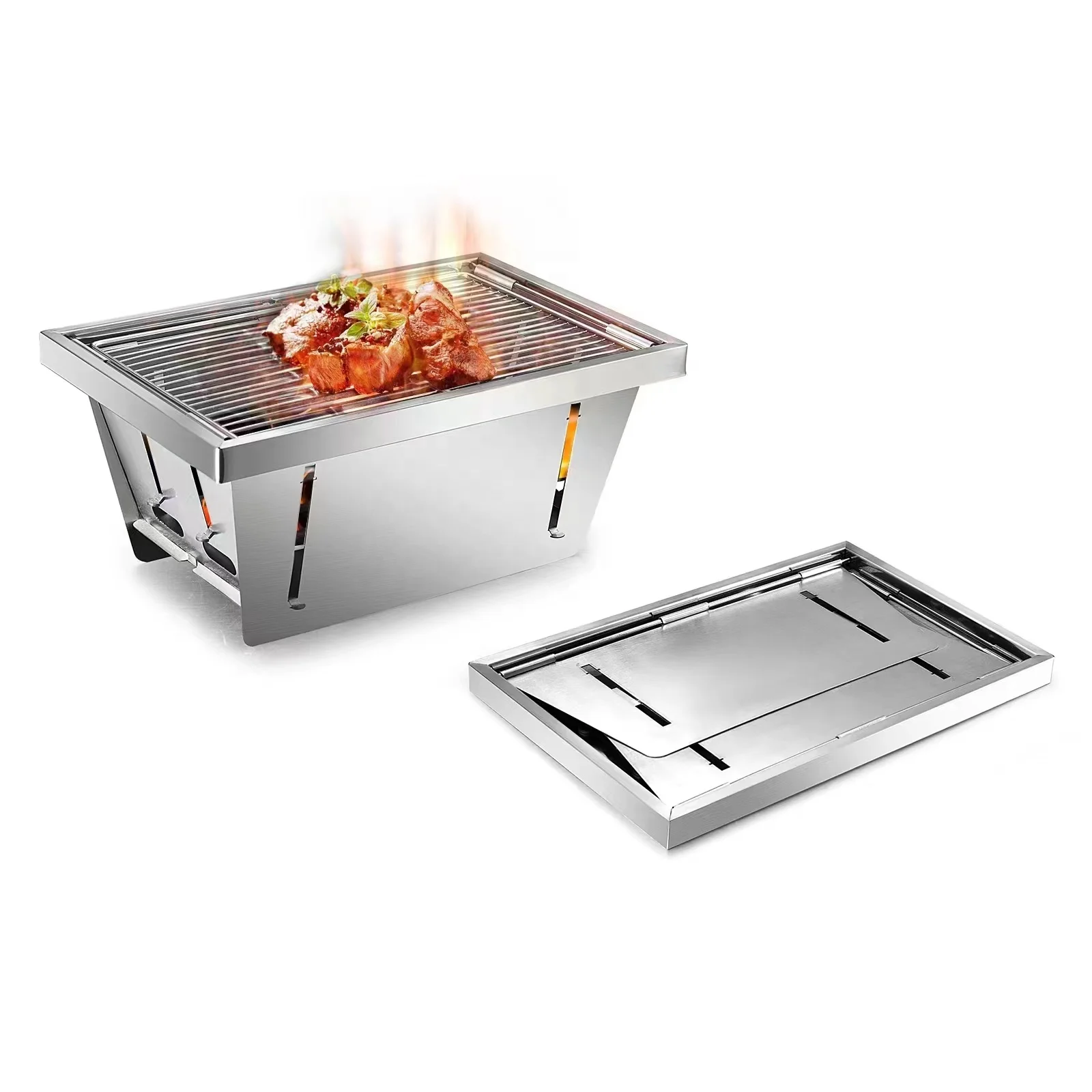 Camping foldable manual barbecue charcoal Grills detachable bbq grill outdoor