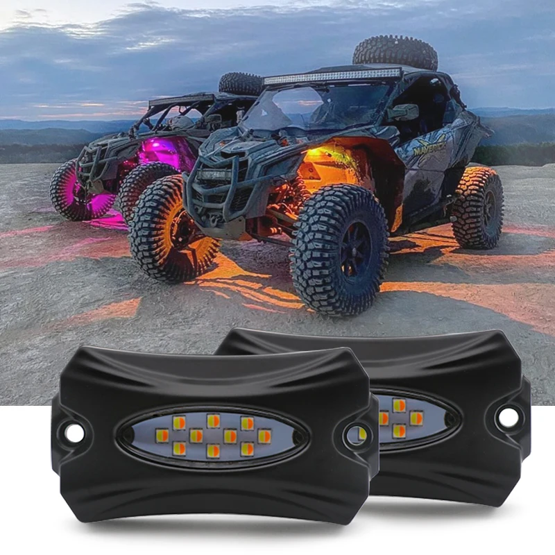New Arrival 12V RGB Underglow Led Car Light For Off-Road 4PCS Kit RGB Led 4x4 plastic rock lights