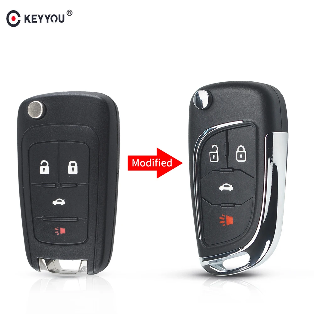 
KEYYOU Modified 4 Buttons Flip Remote car Key Shell For Chevrolet Cruze Equinox Malibu Camaro 2010 2011 2012 2013 2014 2015 2016 