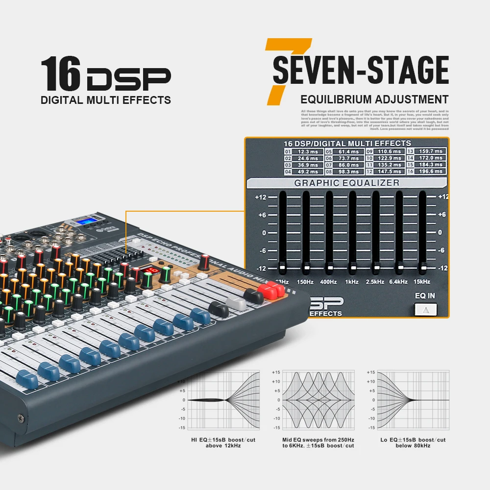 Pro Sound Powered Mixer 12Channel Karaoke professional Multifunction audio mixer DJ console with DSP EFX