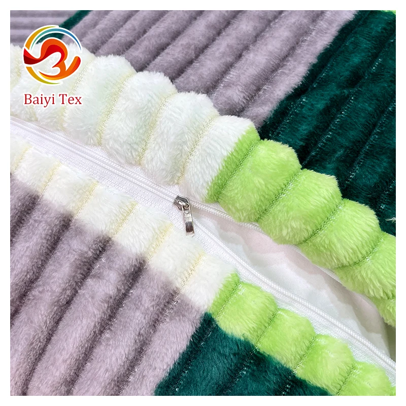 Soft Polar Flannel Fleece Modern Solid Color Design Polyester Striped Throw Blanket Plush Baby Sofa Blanket