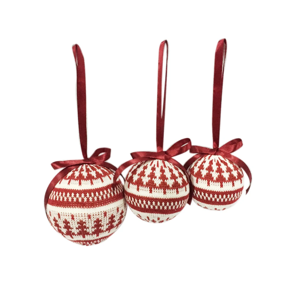 custom pattern knitted fabric xmas ornament christmas bauble