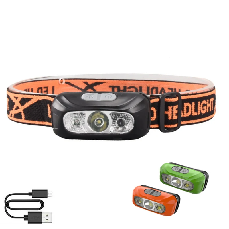 Top Selling Mini Size LED Head torch USB rechargeable Detection Night Vision head lamp led  Hiking gear