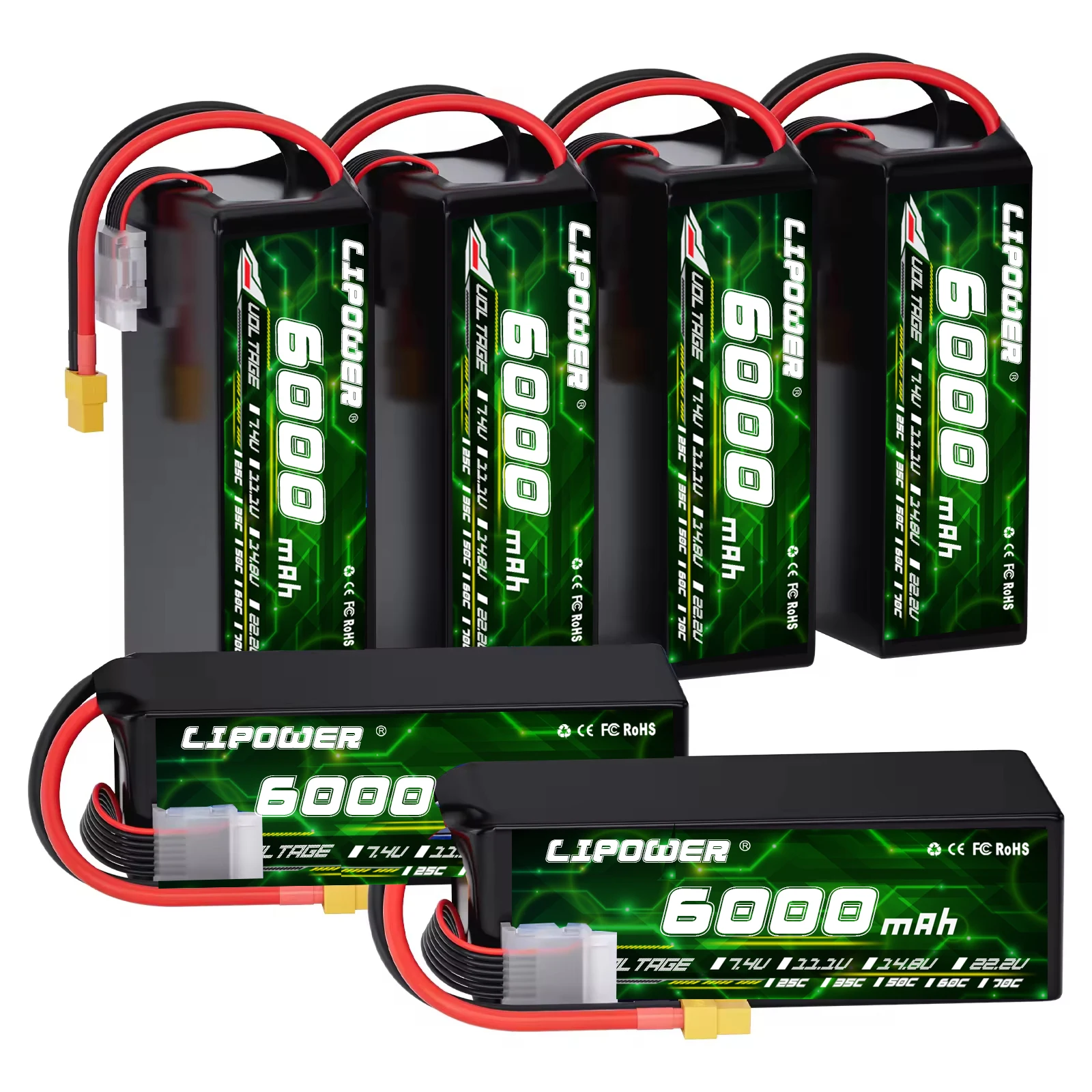 High quality 6000mah 11.1V 22.2V 40C 50C60C  lipo Drone Battery With T60/XT90-S Connector 7.4v lipo Battery for Quadcopter