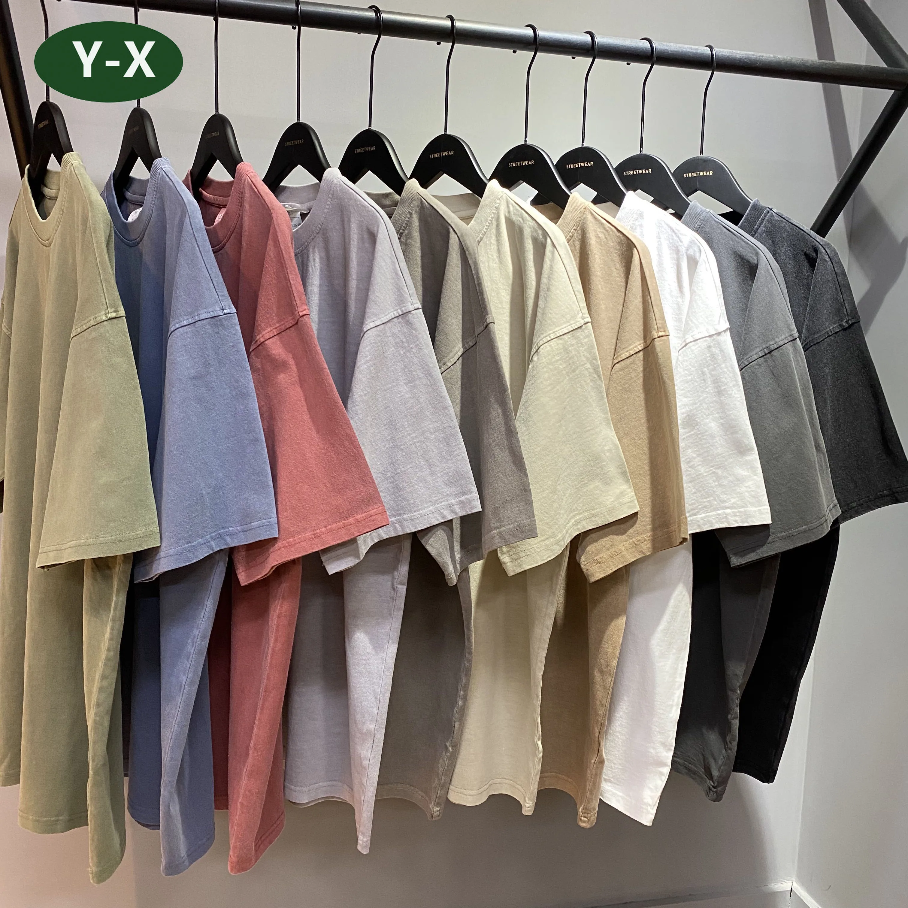 Custom Logo Tee Vintage Blank Plain Tshirt Cotton Stone Washed T-Shirt Printing Men Acid Washed T Shirt